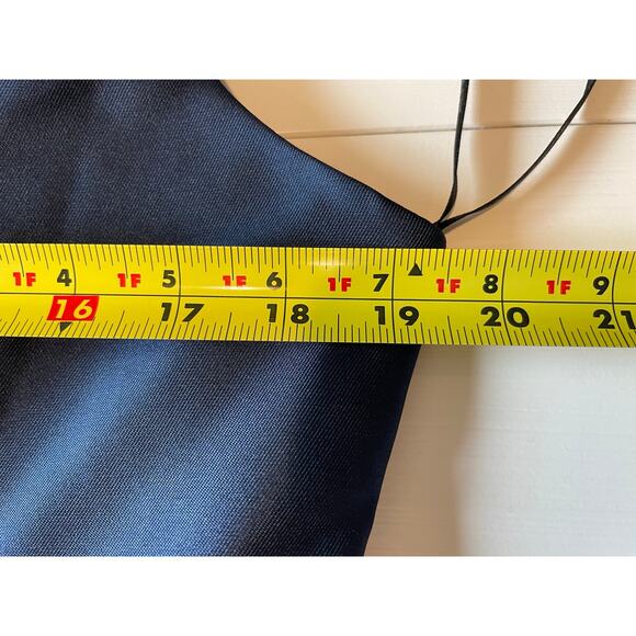 Alfred Sung NWT Gown Maxi Dress Sz 16 Satin V-Neck Pockets D778 Midnight Blue - Picture 12 of 12